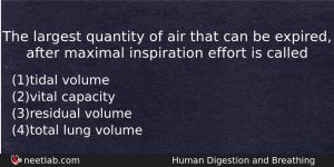The Largest Quantity Of Air That Can Be Expired After Biology Question