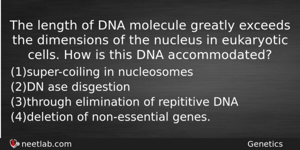 The Length Of Dna Molecule Greatly Exceeds The Dimensions Of Biology Question 