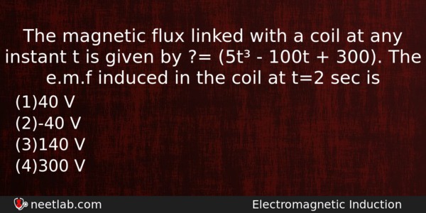 The Magnetic Flux Linked With A Coil At Any Instant Physics Question 