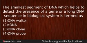 The Smallest Segment Of Dna Which Helps To Detect The Biology Question