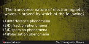 The Transverse Nature Of Electromagnetic Waves Is Proved By Which Physics Question
