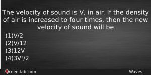 The Velocity Of Sound Is V In Air If The Physics Question