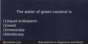 The Water Of Green Coconut Is Biology Question