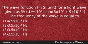 The Wave Function In Si Unit For A Light Wave Physics Question