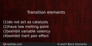 Transition Elements Chemistry Question