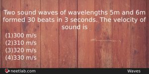 Two Sound Waves Of Wavelengths 5m And 6m Formed 30 Physics Question