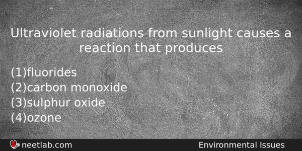 Ultraviolet Radiations From Sunlight Causes A Reaction That Produces Biology Question 