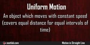 Uniform Motion Motion In Straight Line Explanation