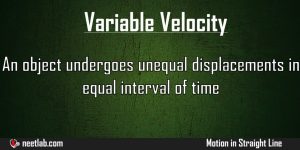 Variable Velocity Motion In Straight Line Explanation