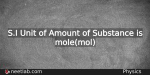 What Is The Si Unit Of Amount Of Substance Physics