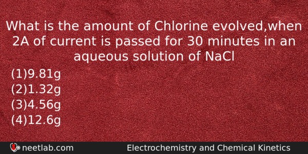 What Is The Amount Of Chlorine Evolvedwhen 2a Of Current Chemistry Question 