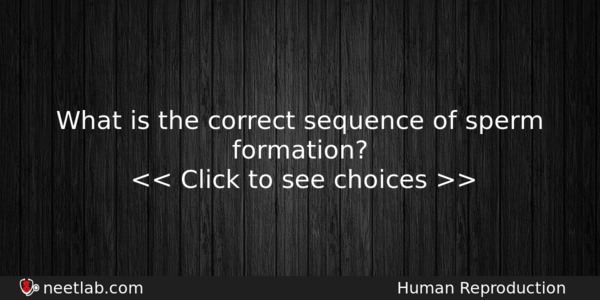 What Is The Correct Sequence Of Sperm Formation Biology Question 