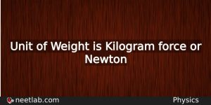 What Is The Unit Of Weight Physics