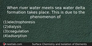 When River Water Meets Sea Water Delta Formation Takes Place Chemistry Question