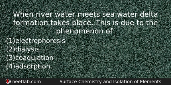 When River Water Meets Sea Water Delta Formation Takes Place Chemistry Question 