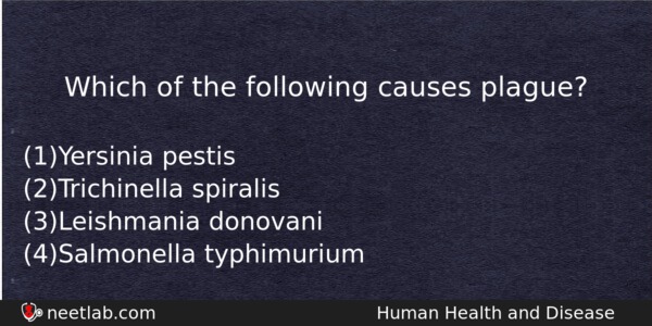 Which Of The Following Causes Plague Biology Question 
