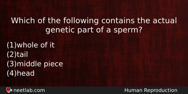 Which Of The Following Contains The Actual Genetic Part Of Biology Question 