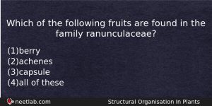 Which Of The Following Fruits Are Found In The Family Biology Question