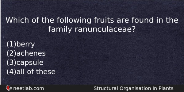 Which Of The Following Fruits Are Found In The Family Biology Question 