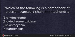 Which Of The Following Is A Component Of Electron Transport Biology Question