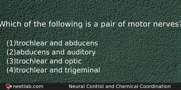 Which Of The Following Is A Pair Of Motor Nerves Biology Question 