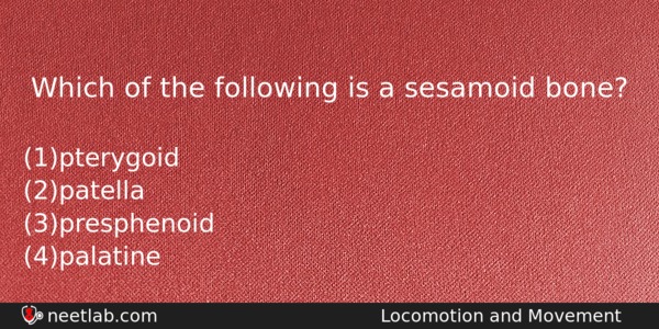 Which Of The Following Is A Sesamoid Bone Biology Question 
