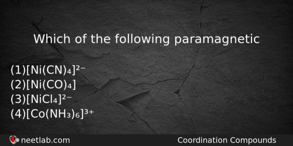 Which Of The Following Paramagnetic Chemistry Question 