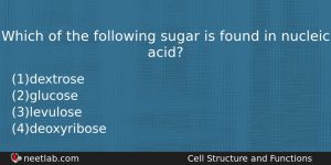 Which Of The Following Sugar Is Found In Nucleic Acid Biology Question