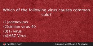 Which Of The Following Virus Causes Common Cold Biology Question