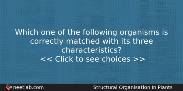 Which One Of The Following Organisms Is Correctly Matched With Biology Question 