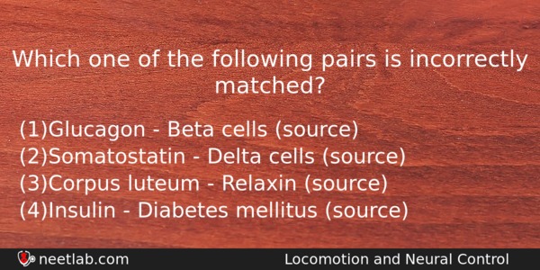 Which One Of The Following Pairs Is Incorrectly Matched Biology Question 