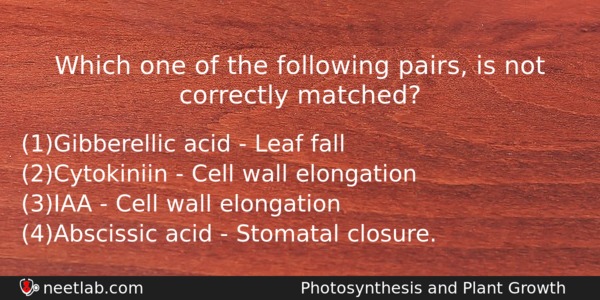 Which One Of The Following Pairs Is Not Correctly Matched Biology Question 