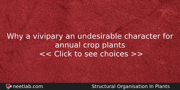 Why A Vivipary An Undesirable Character For Annual Crop Plants Biology Question 