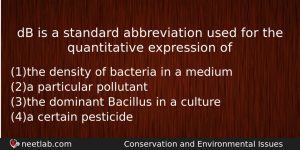 Db Is A Standard Abbreviation Used For The Quantitative Expression Biology Question