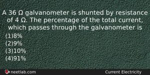A 36 Galvanometer Is Shunted By Resistance Of 4 Physics Question