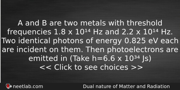 develop a hypothesis for why different metals would threshold frequencies