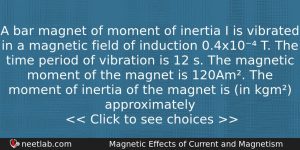 A Bar Magnet Of Moment Of Inertia I Is Vibrated Physics Question