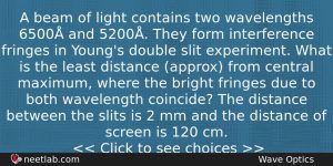 A Beam Of Light Contains Two Wavelengths 6500 And 5200 Physics Question