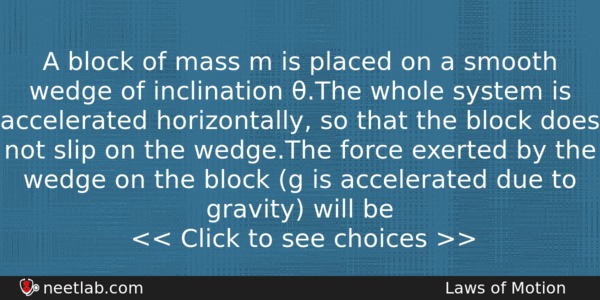 A Block Of Mass M Is Placed On A Smooth Physics Question 
