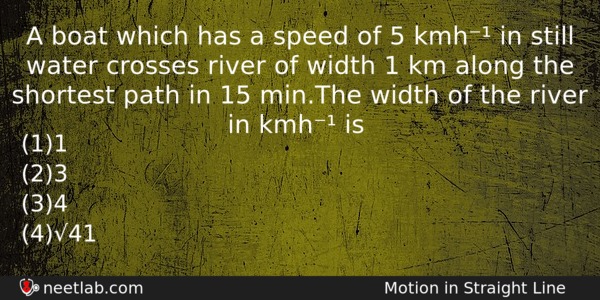 A Boat Which Has A Speed Of 5 Kmh In Physics Question 