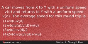 A Car Moves From X To Y With A Uniform Physics Question