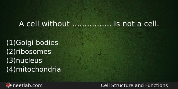 A Cell Without Is Not A Cell Biology Question 