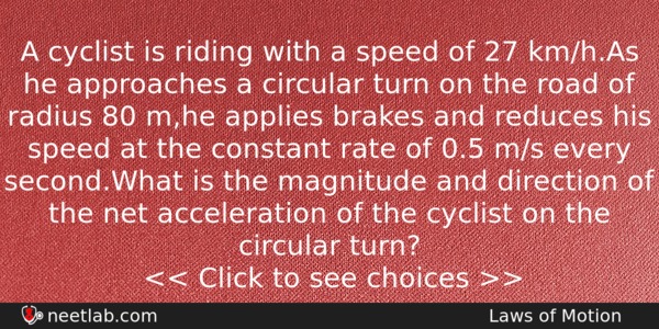 A Cyclist Is Riding With A Speed Of 27 Kmhas Physics Question 