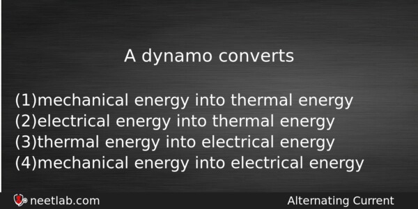 A Dynamo Converts Physics Question 