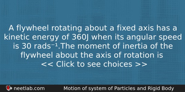 A Flywheel Rotating About A Fixed Axis Has A Kinetic Physics Question 