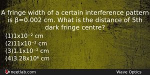 A Fringe Width Of A Certain Interference Pattern Is 0002 Physics Question