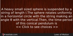 A Heavy Small Sized Sphere Is Suspended By A String Physics Question