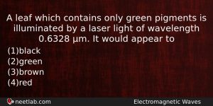 A Leaf Which Contains Only Green Pigments Is Illuminated By Physics Question
