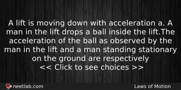 A Lift Is Moving Down With Acceleration A A Man Physics Question 