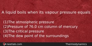 A Liquid Boils When Its Vapour Pressure Equals Physics Question